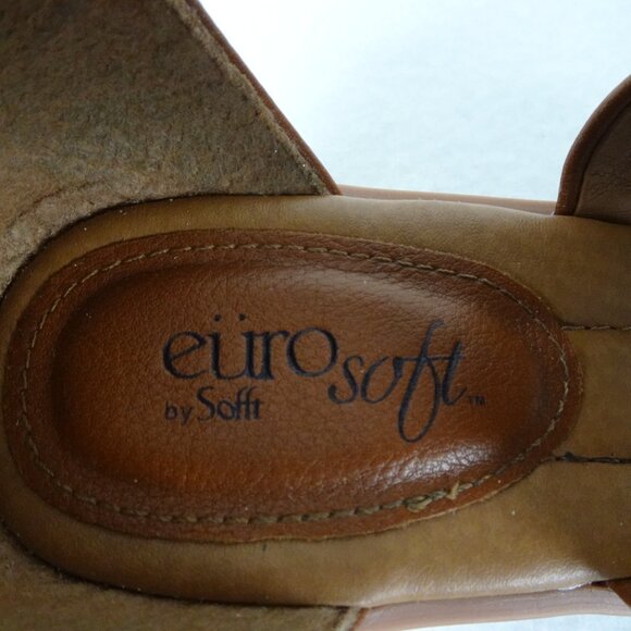 Euro Soft by Sofft Wedge Sandals Women's Size 9M Brown Zip Back Strappy Comfort - Picture 13 of 14